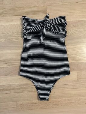 Mikoh Lana Black & White Striped Tie-Front One-Piece Swimsuit